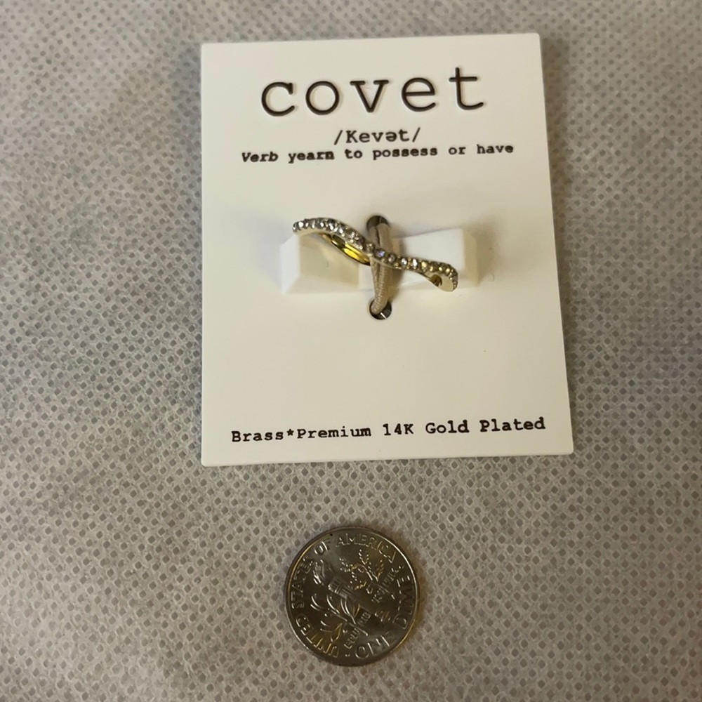 Covet 14k Plated Wavy Pave Ring Size 9